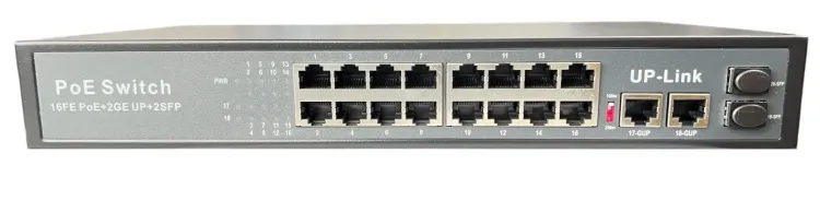 Vista adicional de SW FYTEC 16 ports 10/100M PoE Switches+ 2 Uplink 1000M Ethernet ports+2 1000Mbps SFP Slot ports , AF/AT Standard, Internal Power Supply 52V3.85A 200W Support VLAN Mode and Extend 250meters rackeable