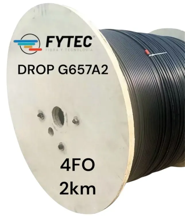 FYTEC PREMIUM DROP CABLE 4CORES ROLLO 2KM G657A2 - 3GALVANIZADOS EXTERIOR LSZH 5X2MM