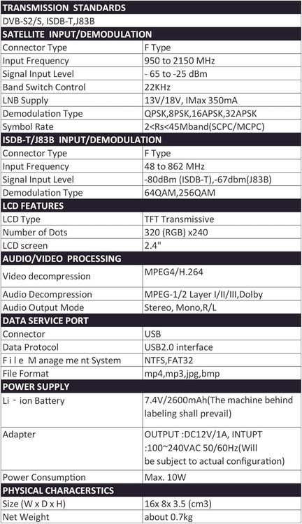Vista adicional de MEDIDOR DE SEÑAL DE SATÉLITE SATLINK ST-5032 COMPATIBLE: ISDBT + DVBT