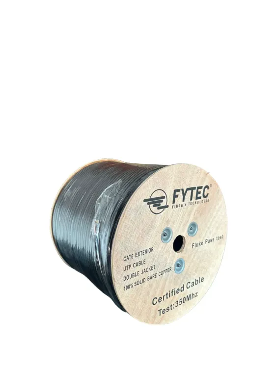 FYTEC - UTP Cable Cat6 Doble Chaqueta - 23AWG 0.57mm(±0.01) - OUTDOOR (305m/roll)  NEGRO- 100% COBRE - 100m Fluke Test