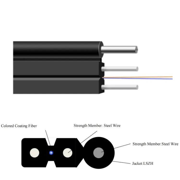 FYTEC PREMIUM DROP CABLE 2CORES ROLLO 2KM G657A2 - 3GALVANIZADOS EXTERIOR LSZH 5X2MM