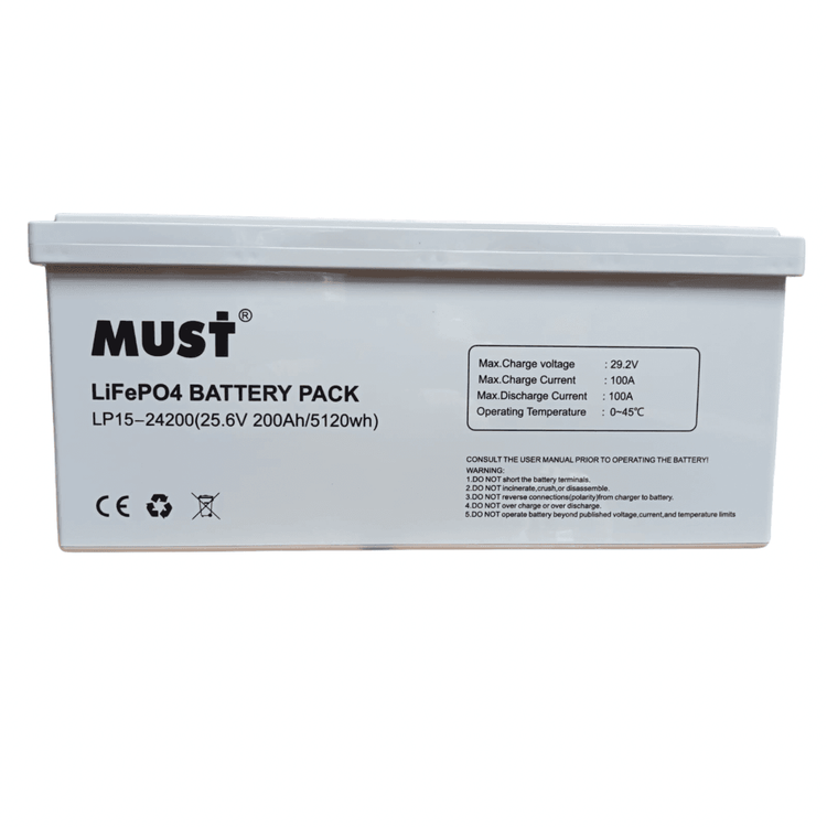MUST / LP15 -24200 / BATERIAS DE LITIO / 25.6V 200AH / 5120WH