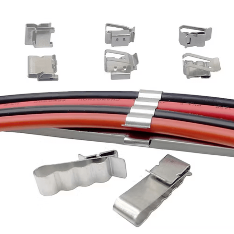 CLIP ABRAZADERA PARA PANEL SOLAR CABLE SOLAR (2 CABLES)