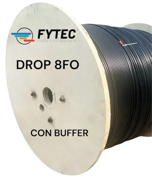 FYTEC PREMIUM DROP CABLE 8CORES + BUFFER ROLLO 2KM G657 - 3GALVANIZADOS EXTERIOR LSZH 6.3MM*3.1MM