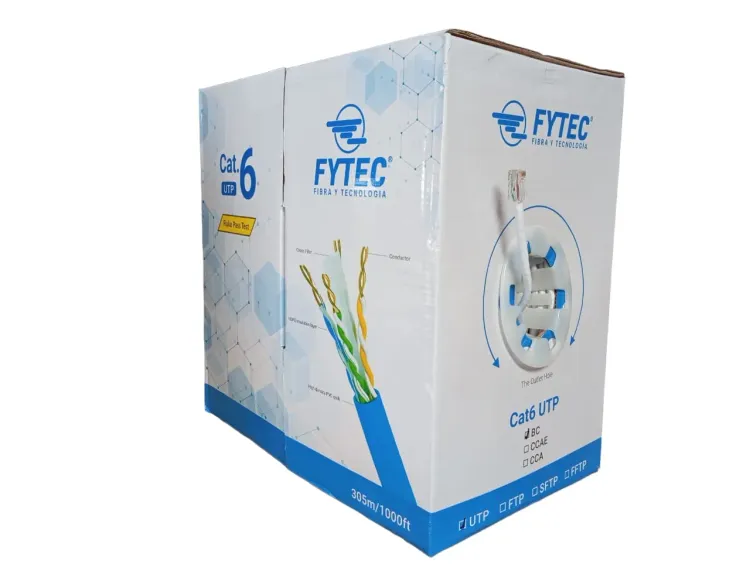 FYTEC UTP CABLE  CAT 6 INDOOR (305m/roll)  BLANCO 24AWG 0.57mm(±0.01) 100% COBRE - 100m Fluke Test