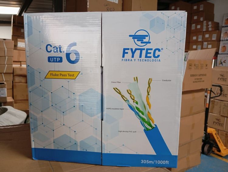 Vista adicional de FYTEC UTP CABLE  CAT 6 INDOOR (305m/roll)  BLANCO 24AWG 0.57mm(±0.01) 100% COBRE - 100m Fluke Test