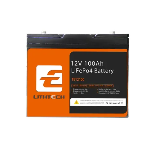 LITHTECH - TE12100B / BATERIA DE LITIO FERROFOSFATO LiFePO4 GRADO A / 12.8V (12V) 100AH / 1280WH + BLUETOOTH