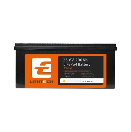 LITHTECH - TE24200B / BATERIA DE LITIO FERROFOSFATO LIFEPO4 GRADO A / 25.6V (24V)200AH / 5120WH + BLUETOOTH