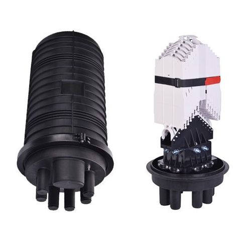 Vista adicional de DOMO PARA FUSIONES, 288  Hilos,12 Hilos/Bandeja, 24 trays, max.288 Hilos, 17 ports (1 oval hole 10~30mm, 8 large round holes 6~21mm, 8 small round holes 6~16m); 504(H)x298(D)mm