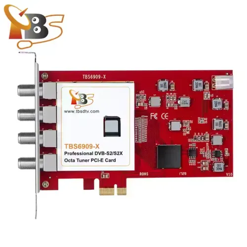 TBS 6909X V2/ DVB-S2/S2X 8/ Tuner PCIe Card digital satellite receiver IP TV streaming card FTA DVB-S2X card